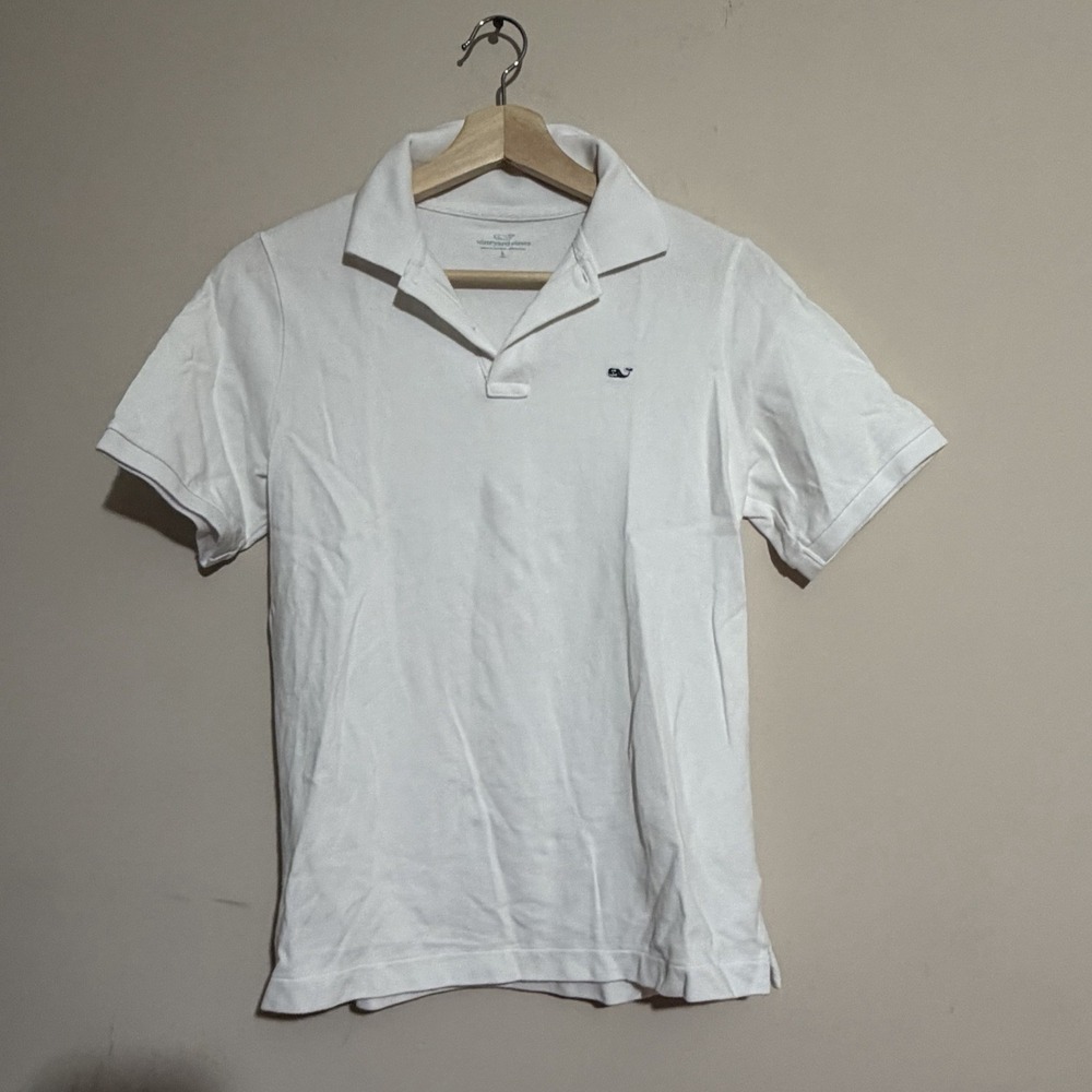 Vineyard Vines Polo Shirt Boys Youth Lg 16 White Golf Preppy Short Sleeve - Picture 1 of 5